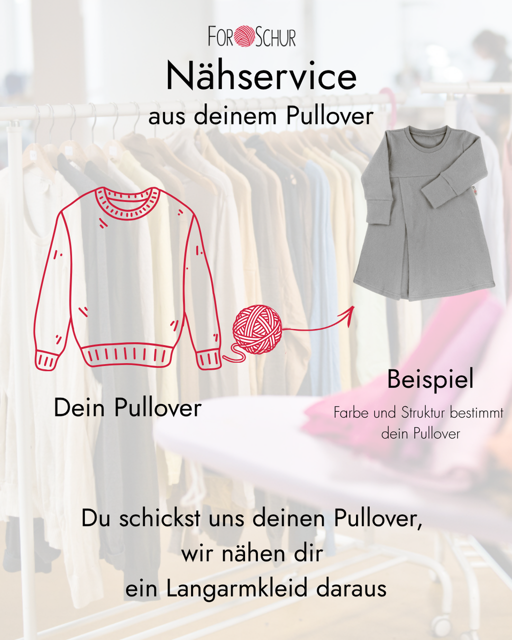 Nähservice: Kleid mit der Falte Langarm