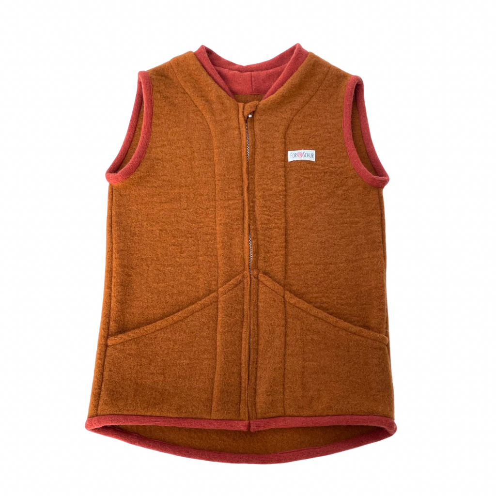 Wollfleece Weste Orange 134/140
