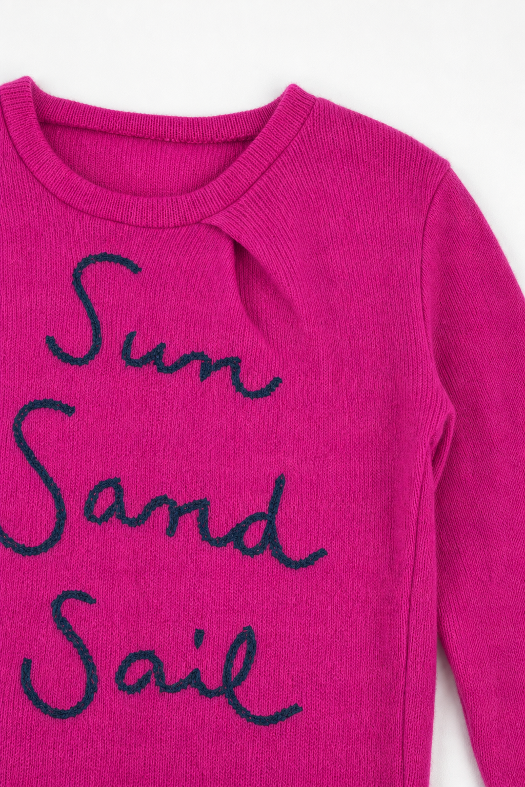 Detailaufnahme des Kaschmirpullovers in Rosa, Größe 110/116