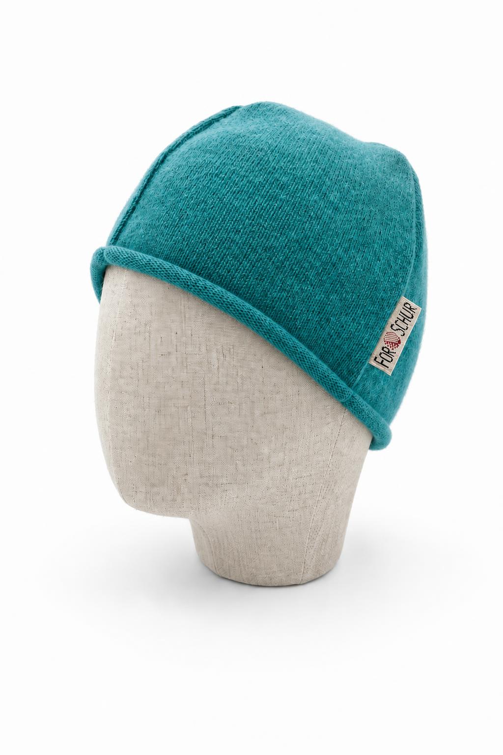 Kaschmir Beanie für Kinder in Blau, genäht in Berlin