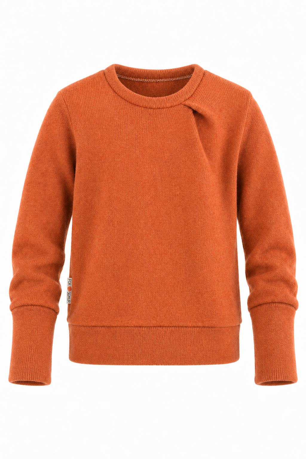 Kaschmir Pullover mit der Falte für Kinder in Orange, genäht in Berlin