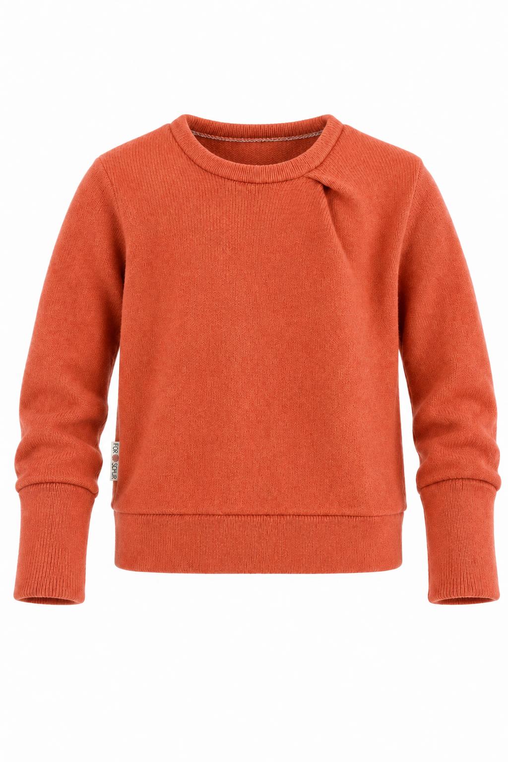 Kaschmir Pullover mit der Falte für Kinder in Orange, genäht in Berlin