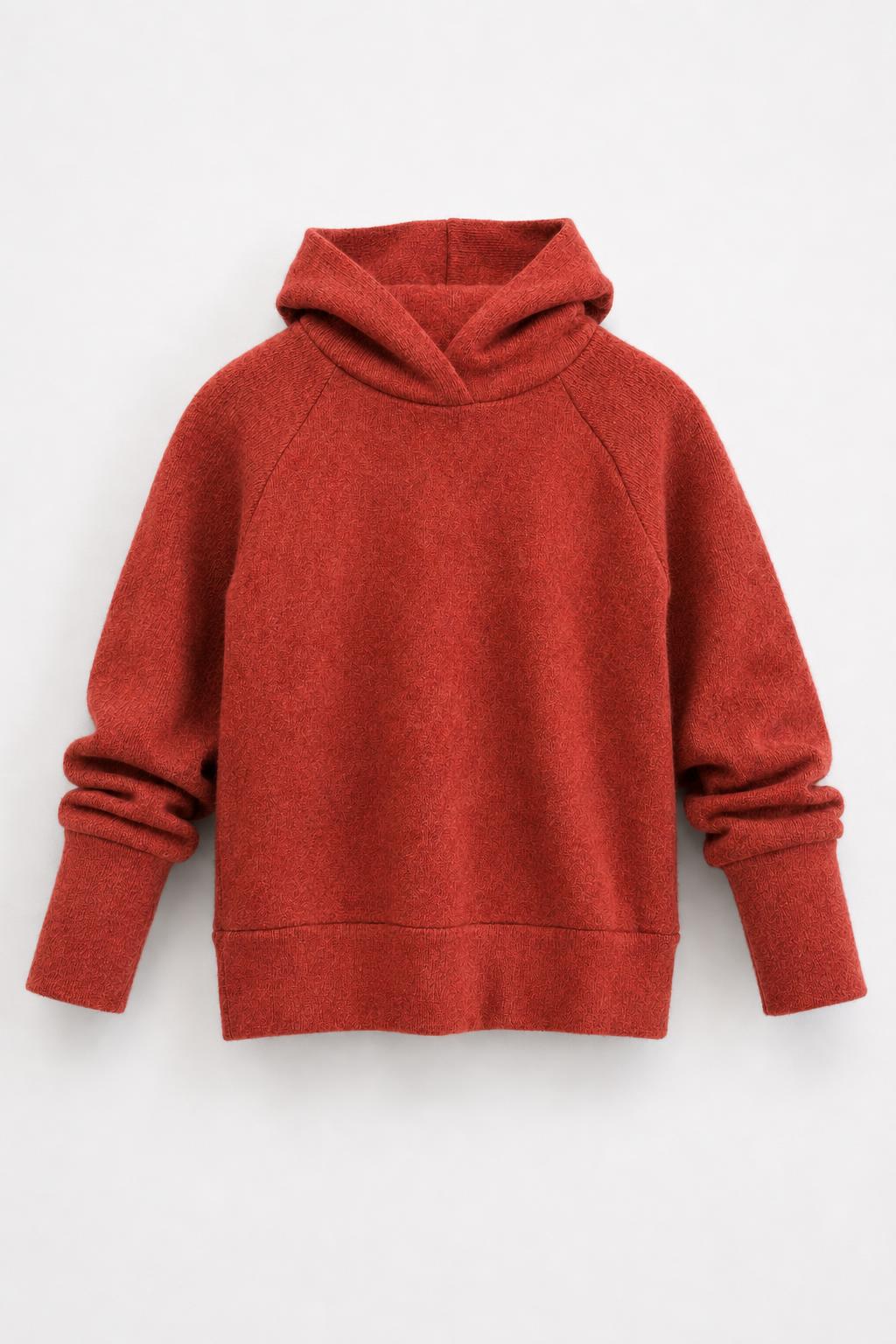 Kaschmir Kinder Hoodie in Rot, genäht in Berlin