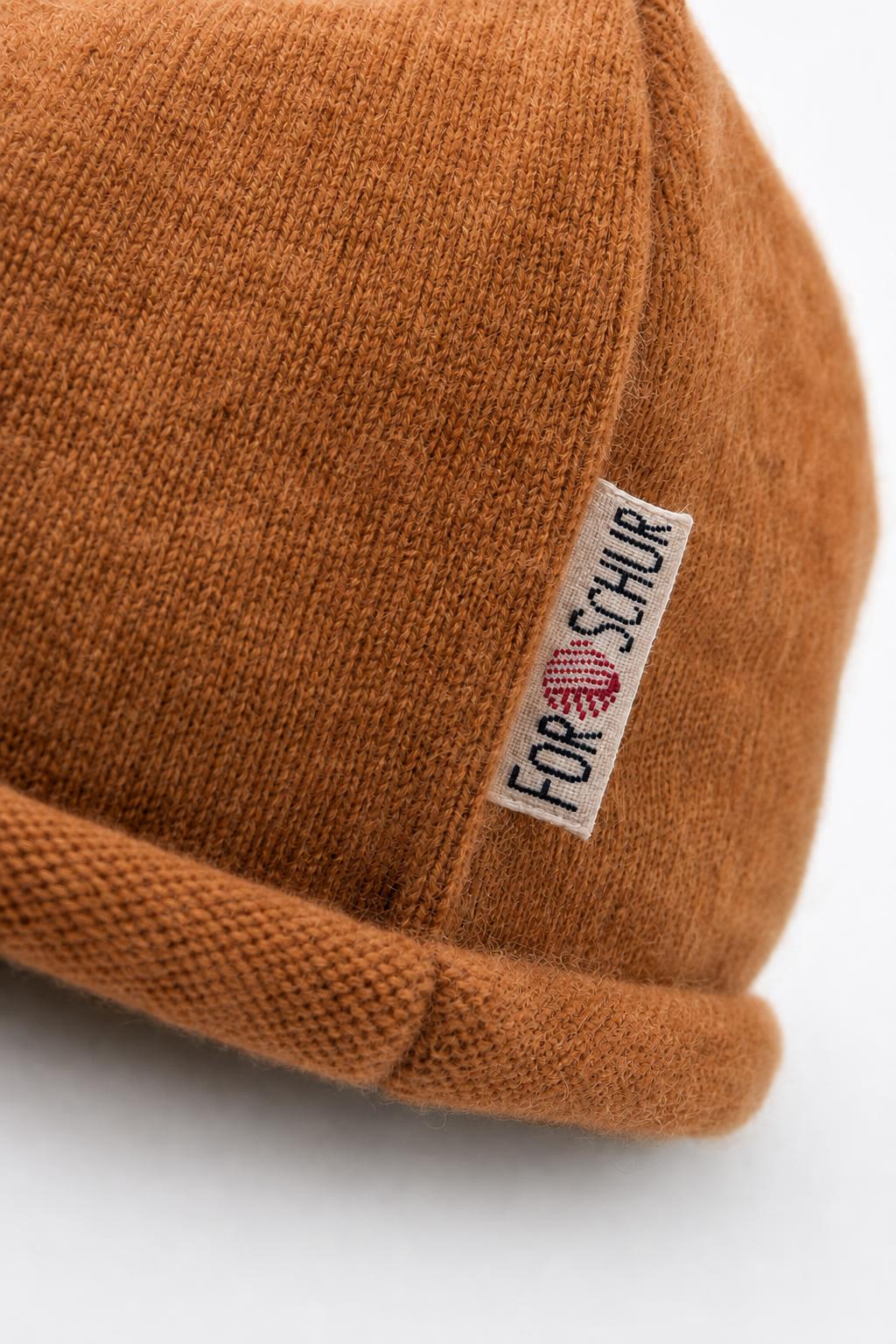 Detailaufnahme der Kaschmir Beanie in Orange