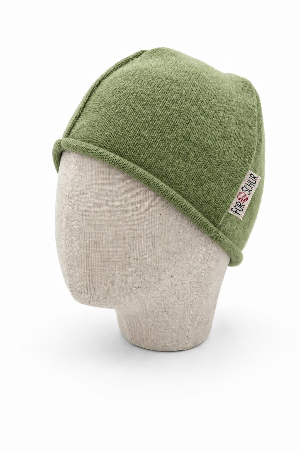 Kaschmir Beanie für Kinder in Grün, genäht in Berlin