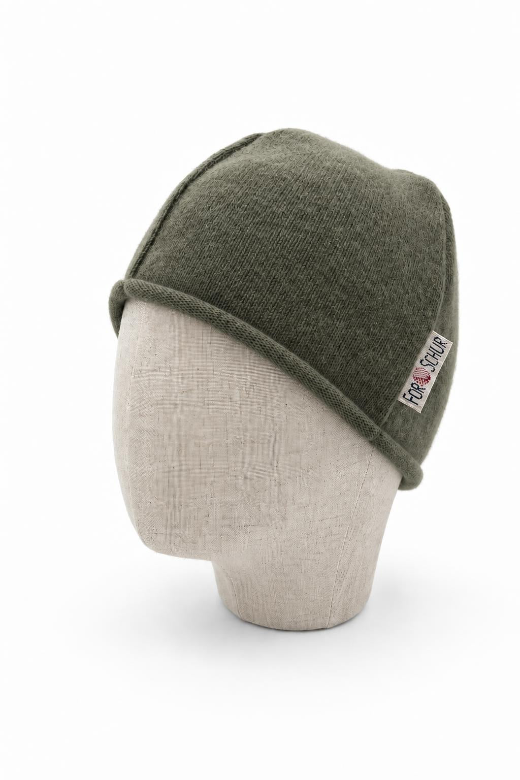 Kaschmir Beanie für Kinder in Grün, genäht in Berlin