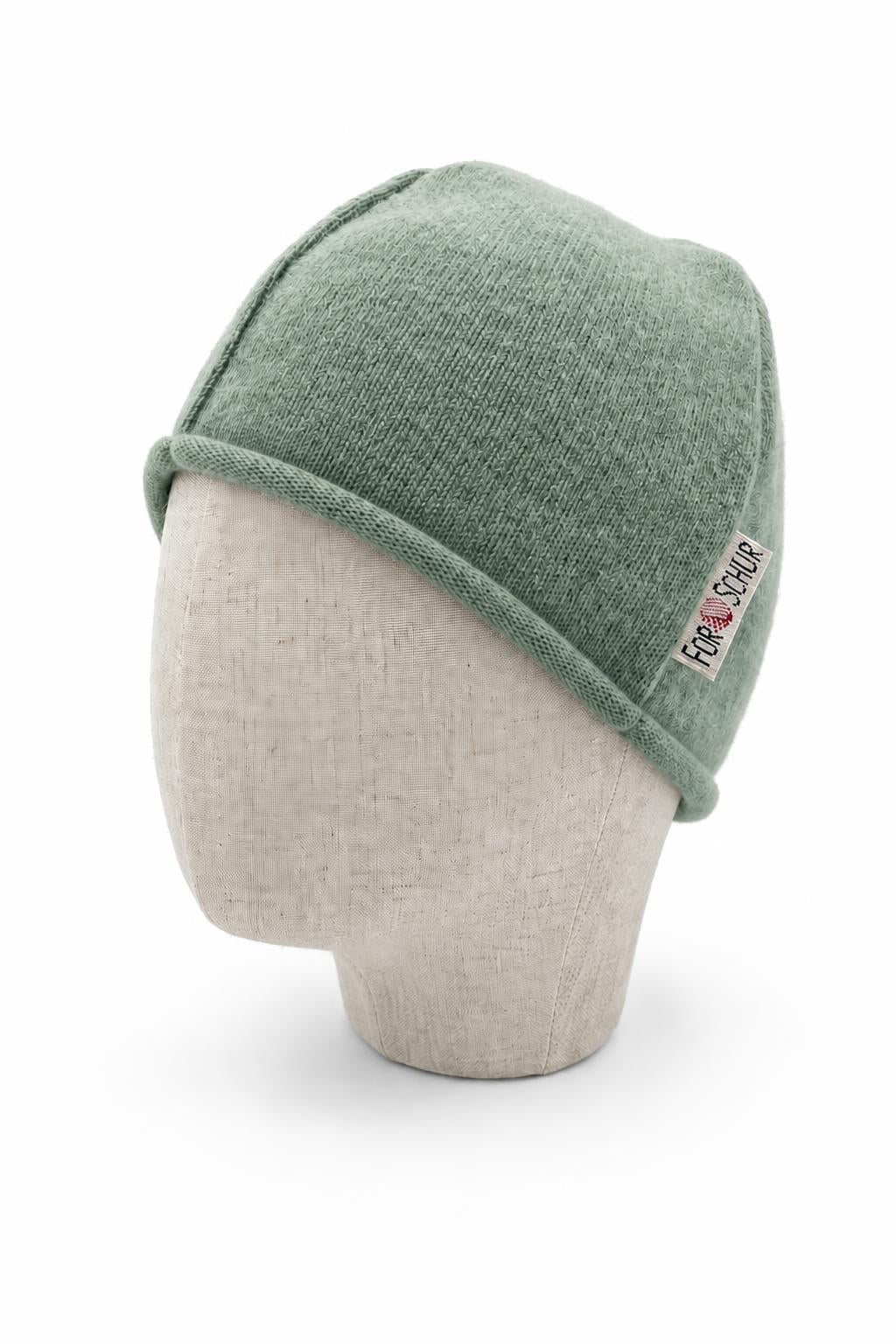 Kaschmir Beanie für Kinder in Grün, genäht in Berlin