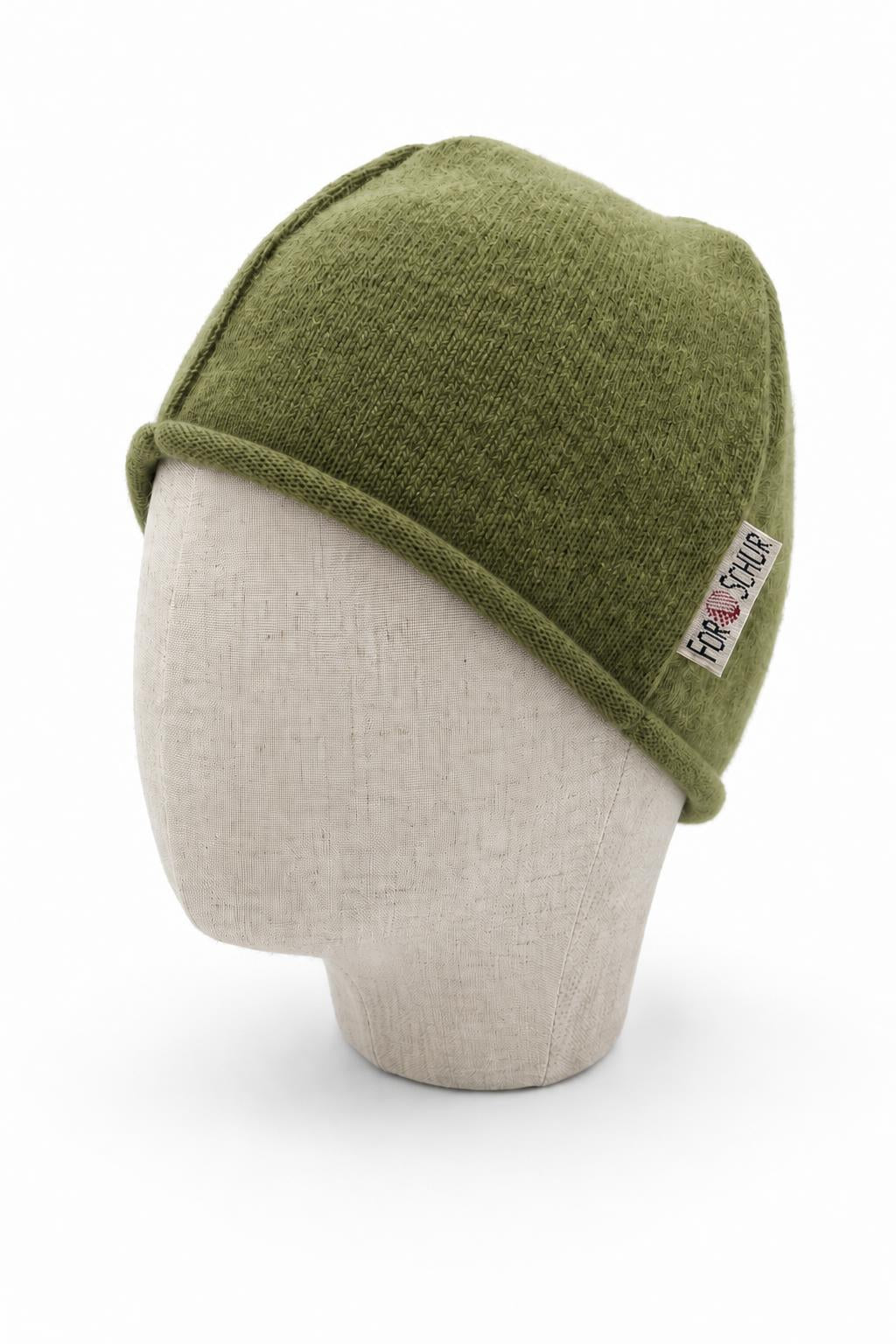 Kaschmir Beanie für Kinder in Grün, genäht in Berlin