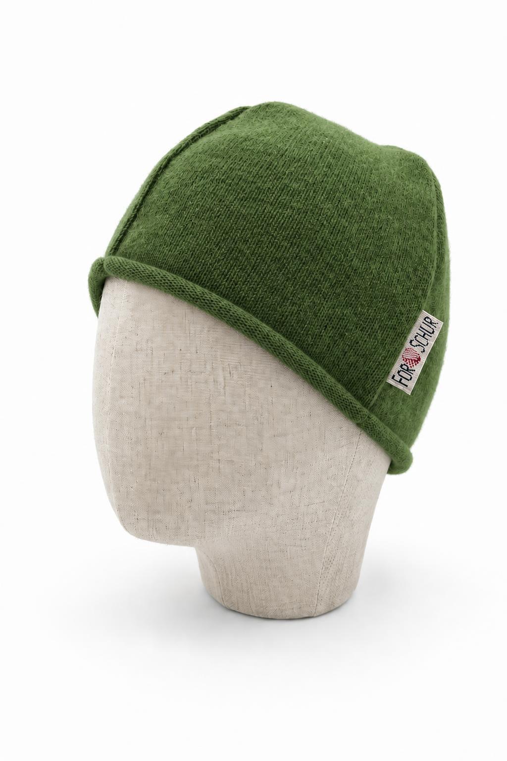 Kaschmir Beanie für Kinder in Grün, genäht in Berlin