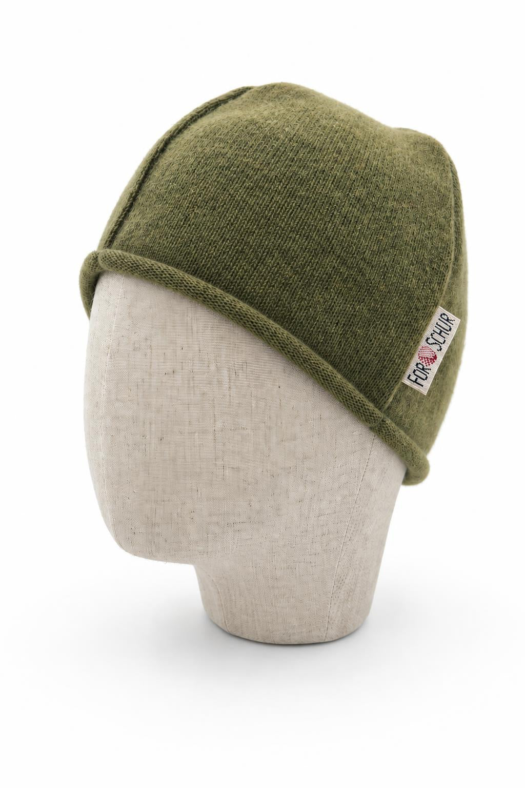 Kaschmir Beanie für Kinder in Grün, genäht in Berlin