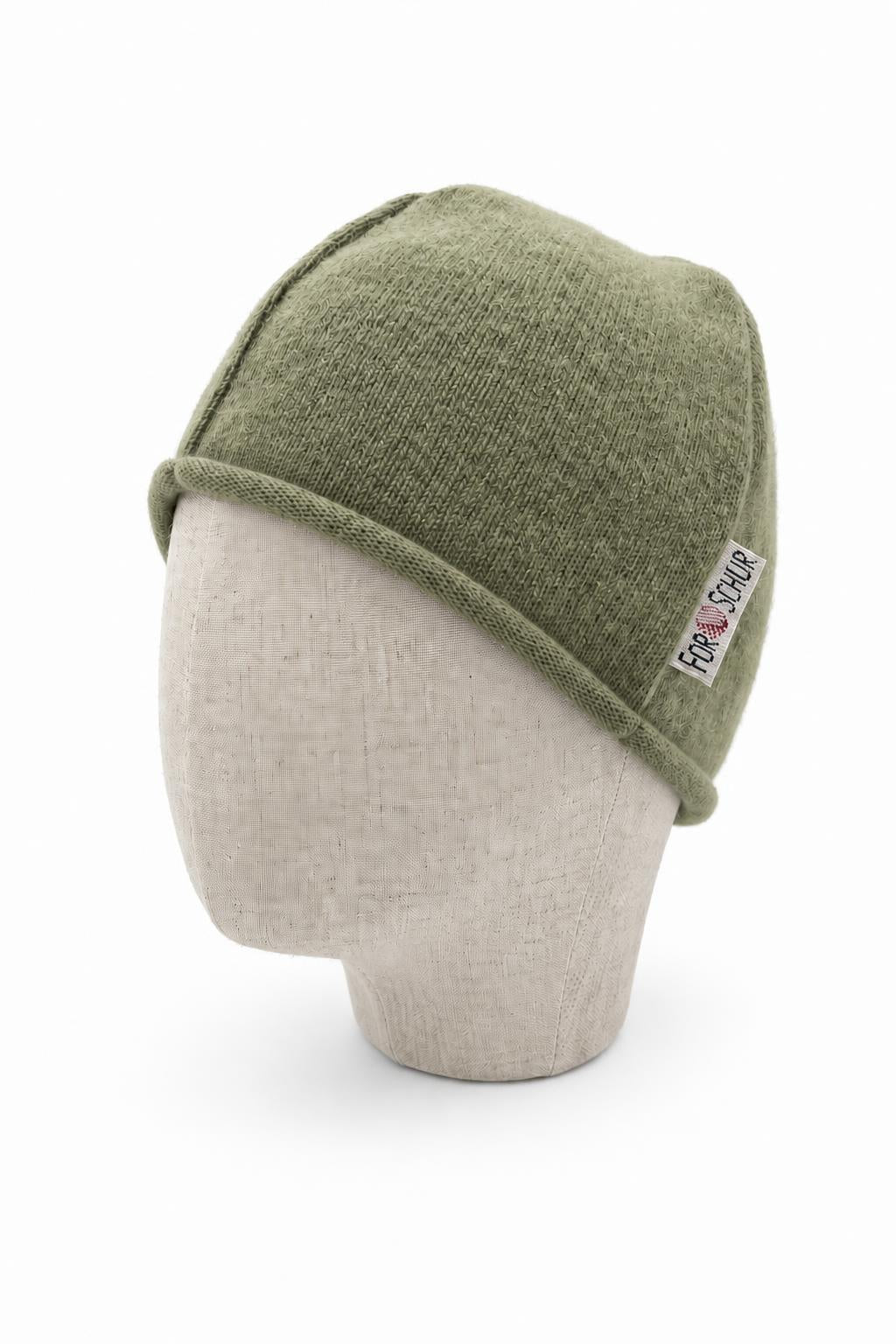 Kaschmir Beanie für Kinder in Grün, genäht in Berlin