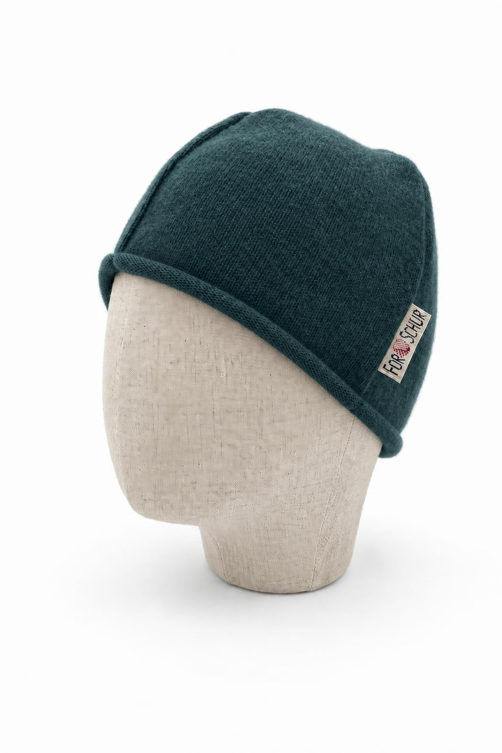 Kaschmir Beanie für Kinder in Grün, genäht in Berlin