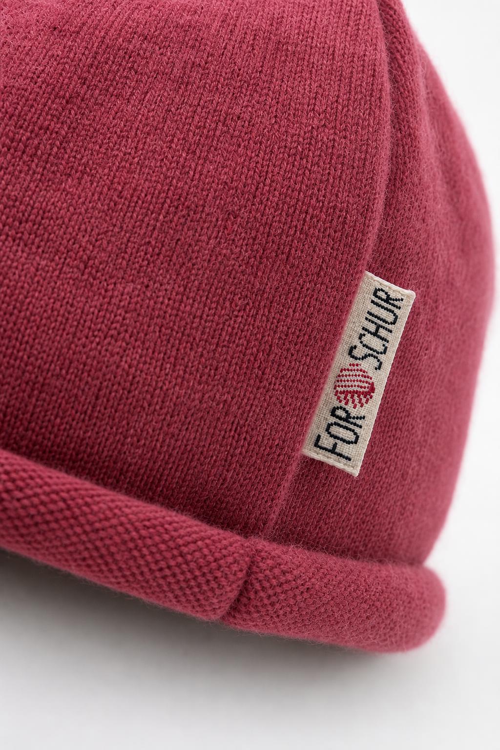 Detailaufnahme der Kaschmir Beanie in Rosa