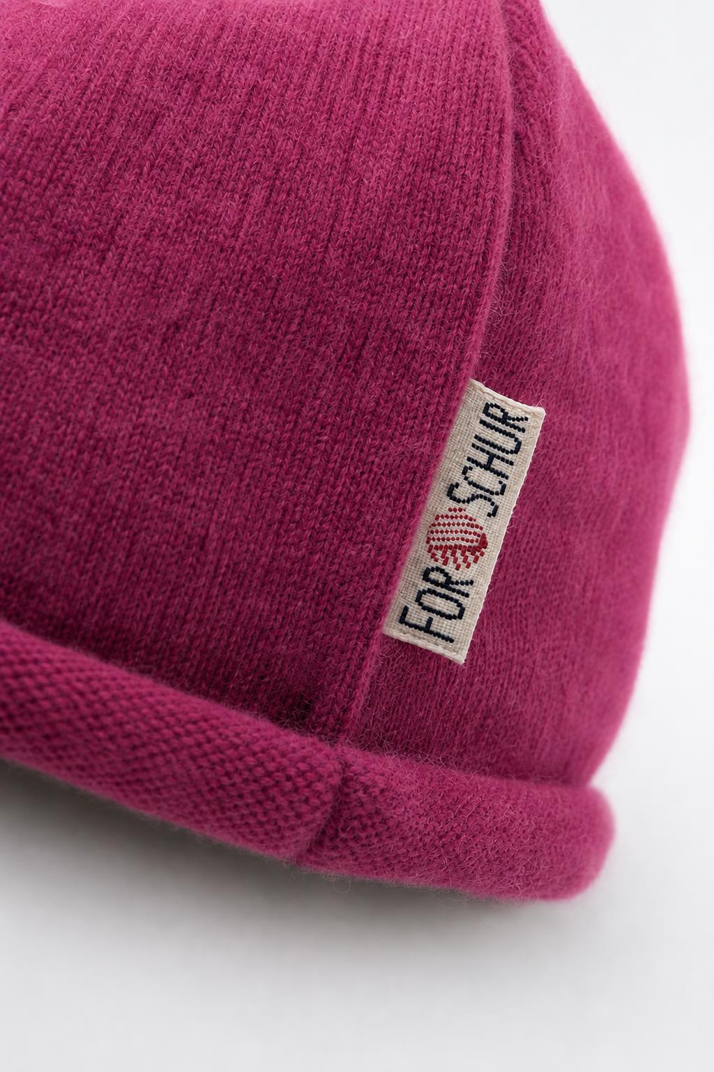 Detailaufnahme der Kaschmir Beanie in Rosa