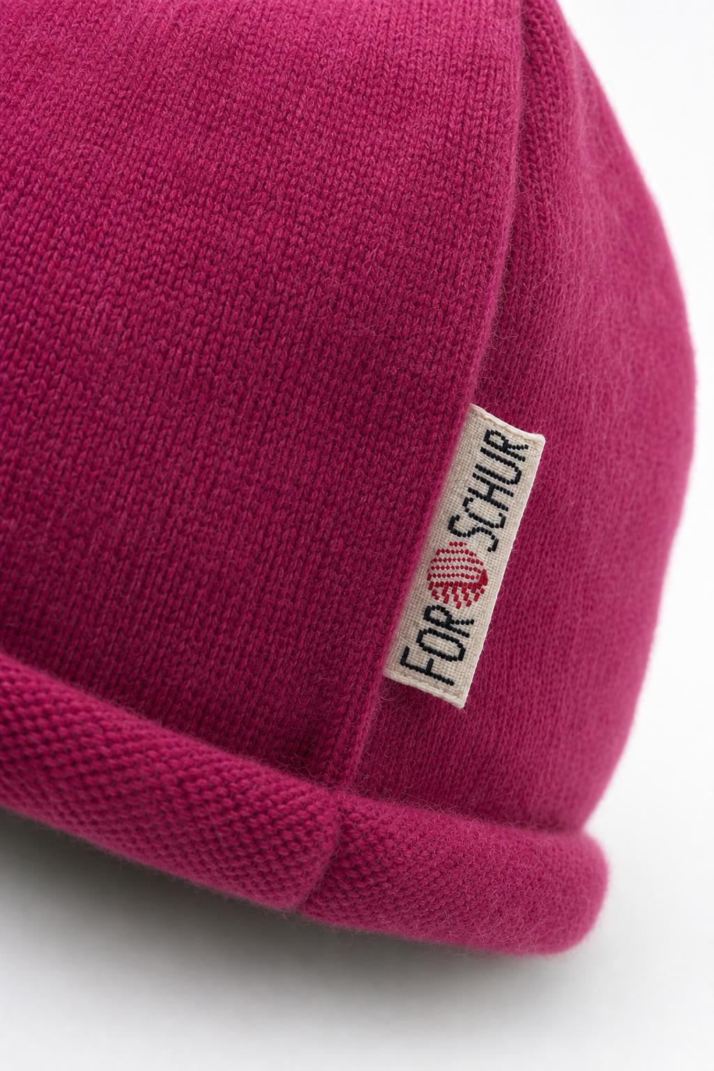 Detailaufnahme der Kaschmir Beanie in Pink
