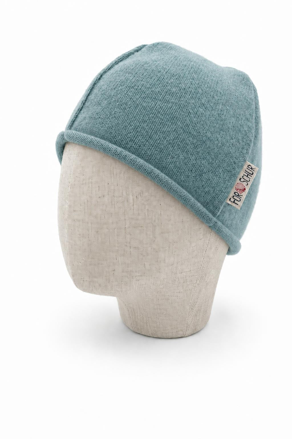 Kaschmir Beanie für Kinder in Blau, genäht in Berlin