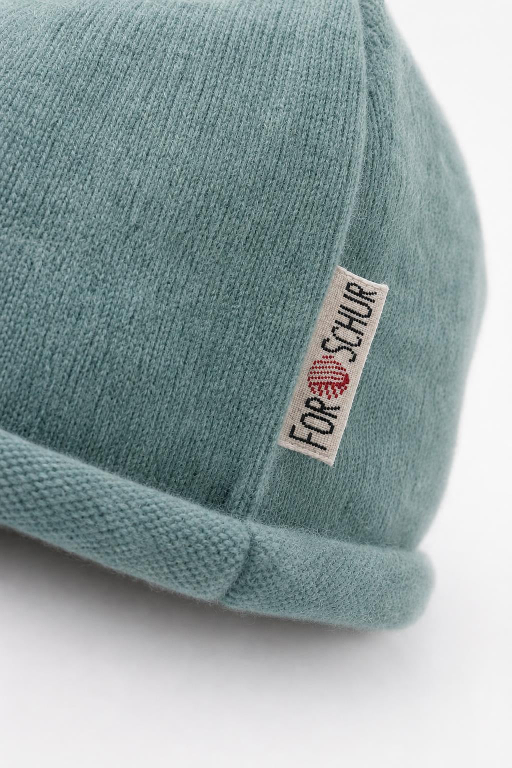 Detailaufnahme der Kaschmir Beanie in Blau