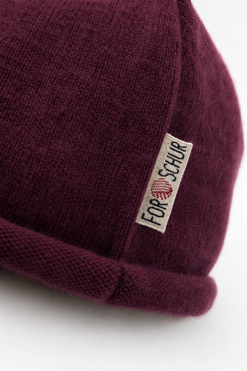 Detailaufnahme der Kaschmir Beanie in Lila