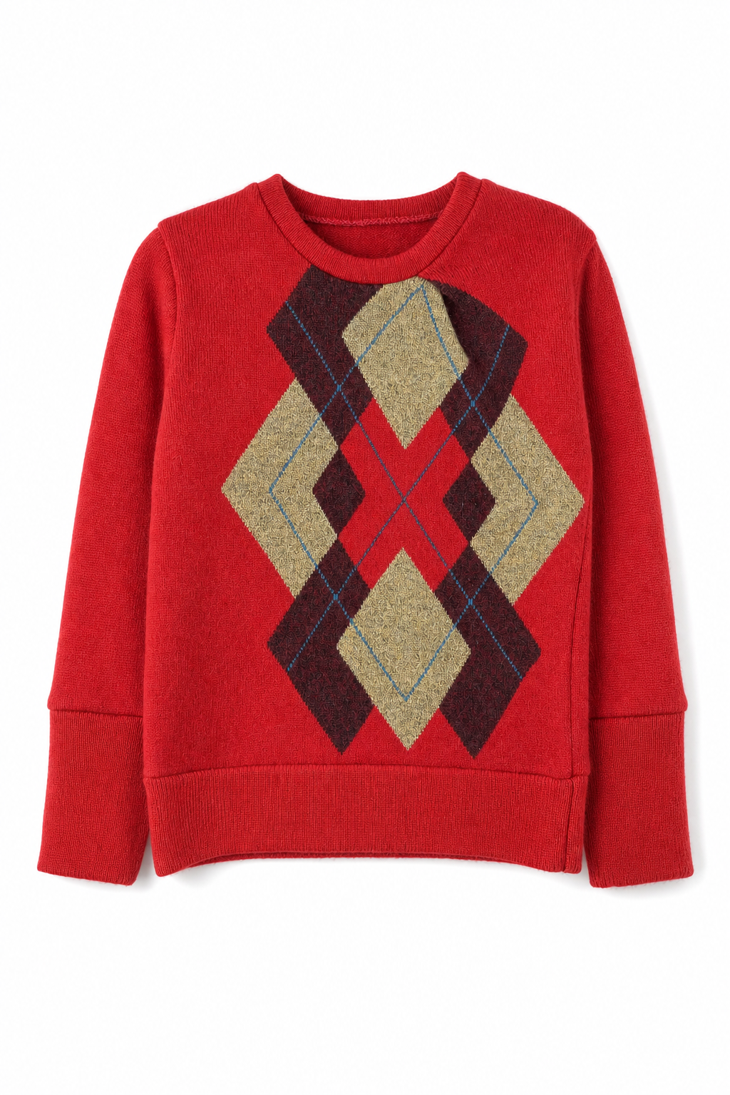 Kaschmir Pullover mit der Falte für Kinder in Rot, genäht in Berlin