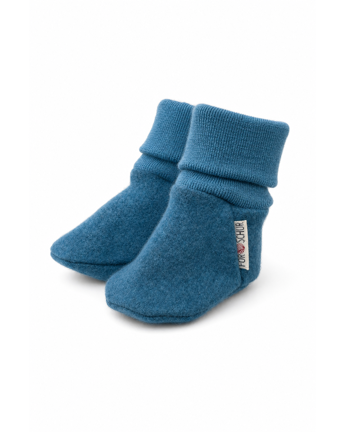 Kaschmir Baby Trageschuhe in Blau, genäht in Berlin