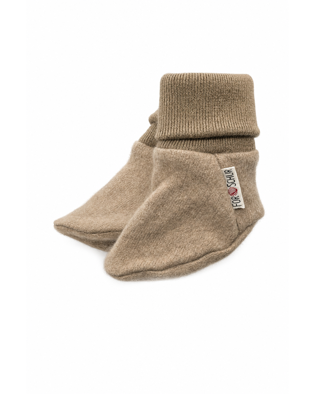 Kaschmir Baby Trageschuhe in Braun, genäht in Berlin