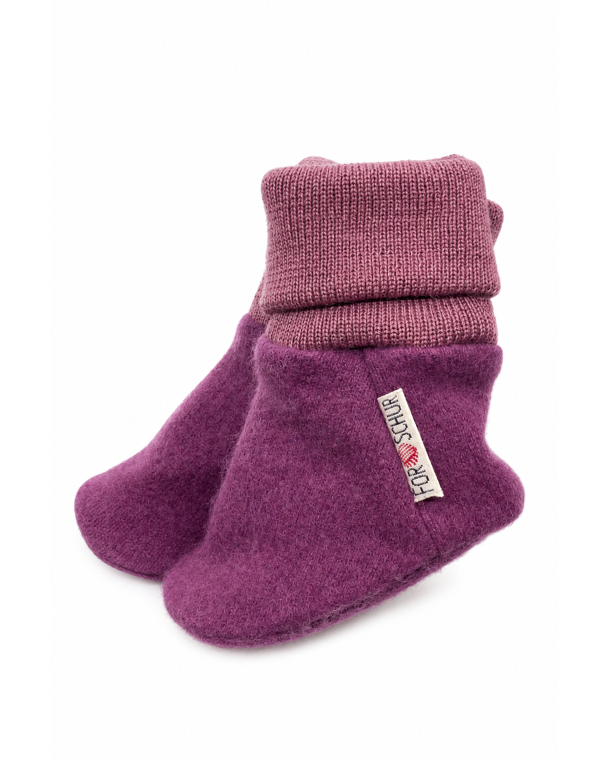 Kaschmir Baby Trageschuhe in Lila, genäht in Berlin