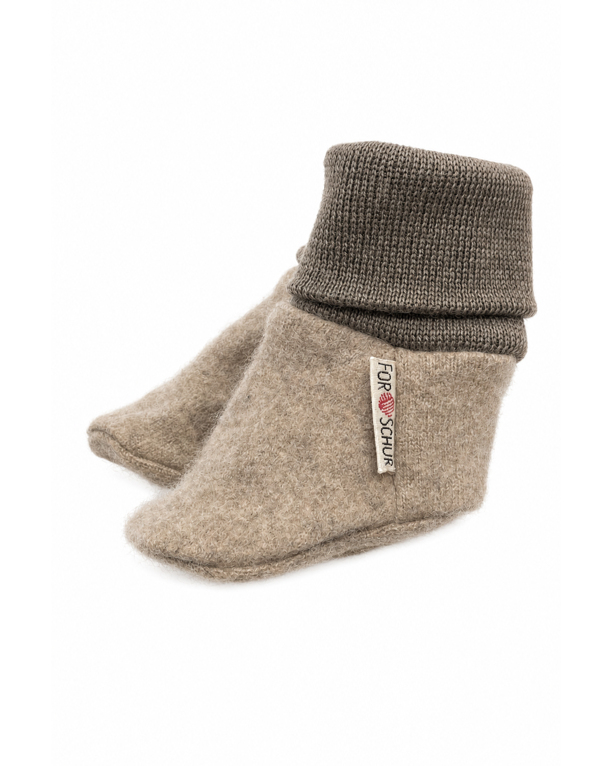 Kaschmir Baby Trageschuhe in Braun, genäht in Berlin