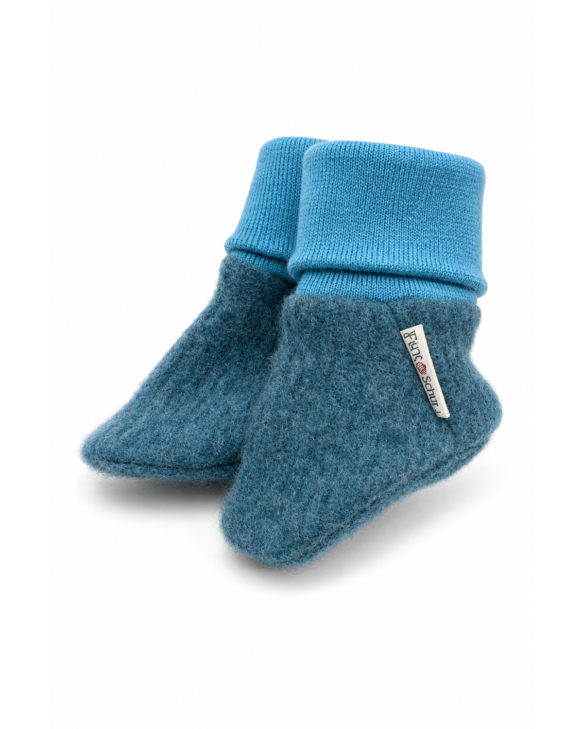 Kaschmir Baby Trageschuhe in Blau, genäht in Berlin