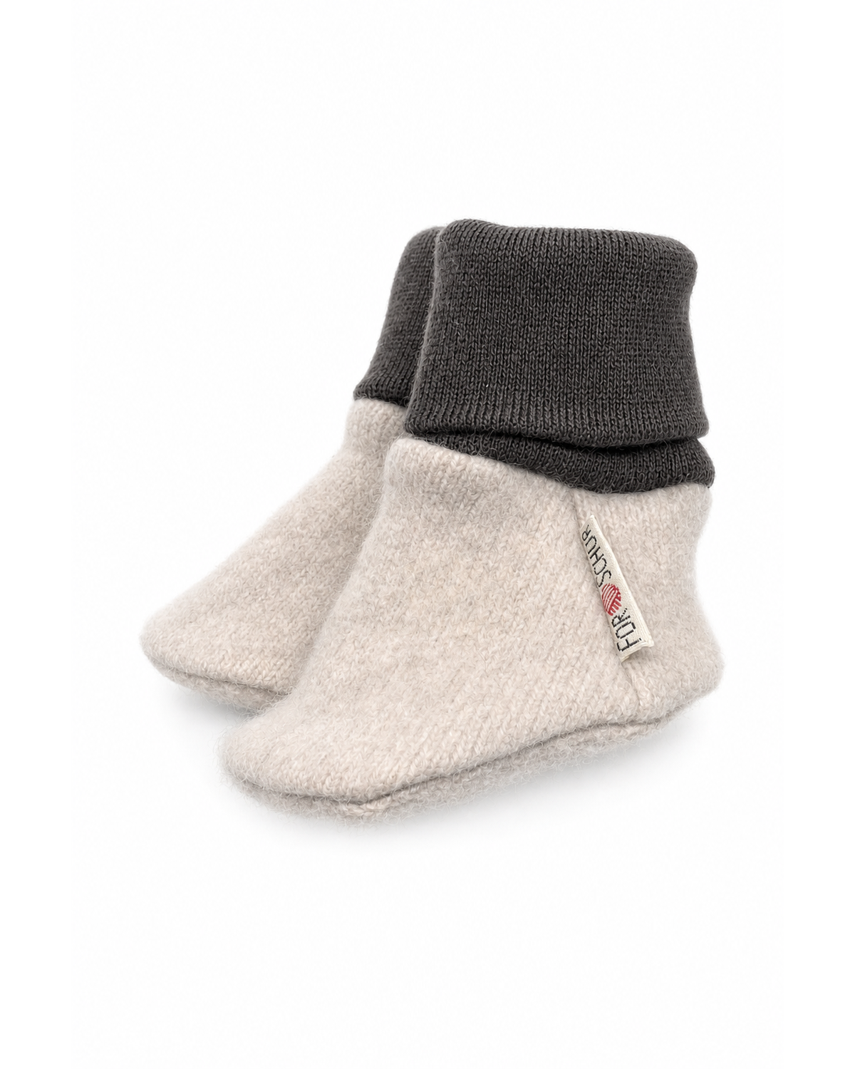 Kaschmir Baby Trageschuhe in Braun, genäht in Berlin
