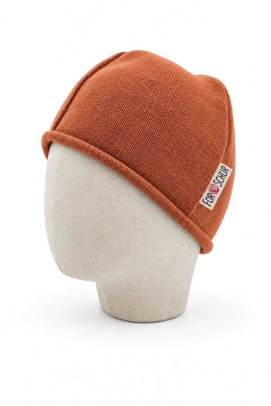 Merino Beanie für Kinder in Orange, genäht in Berlin