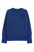 Kaschmir Pullover mit der Falte für Kinder in Blau, genäht in Berlin