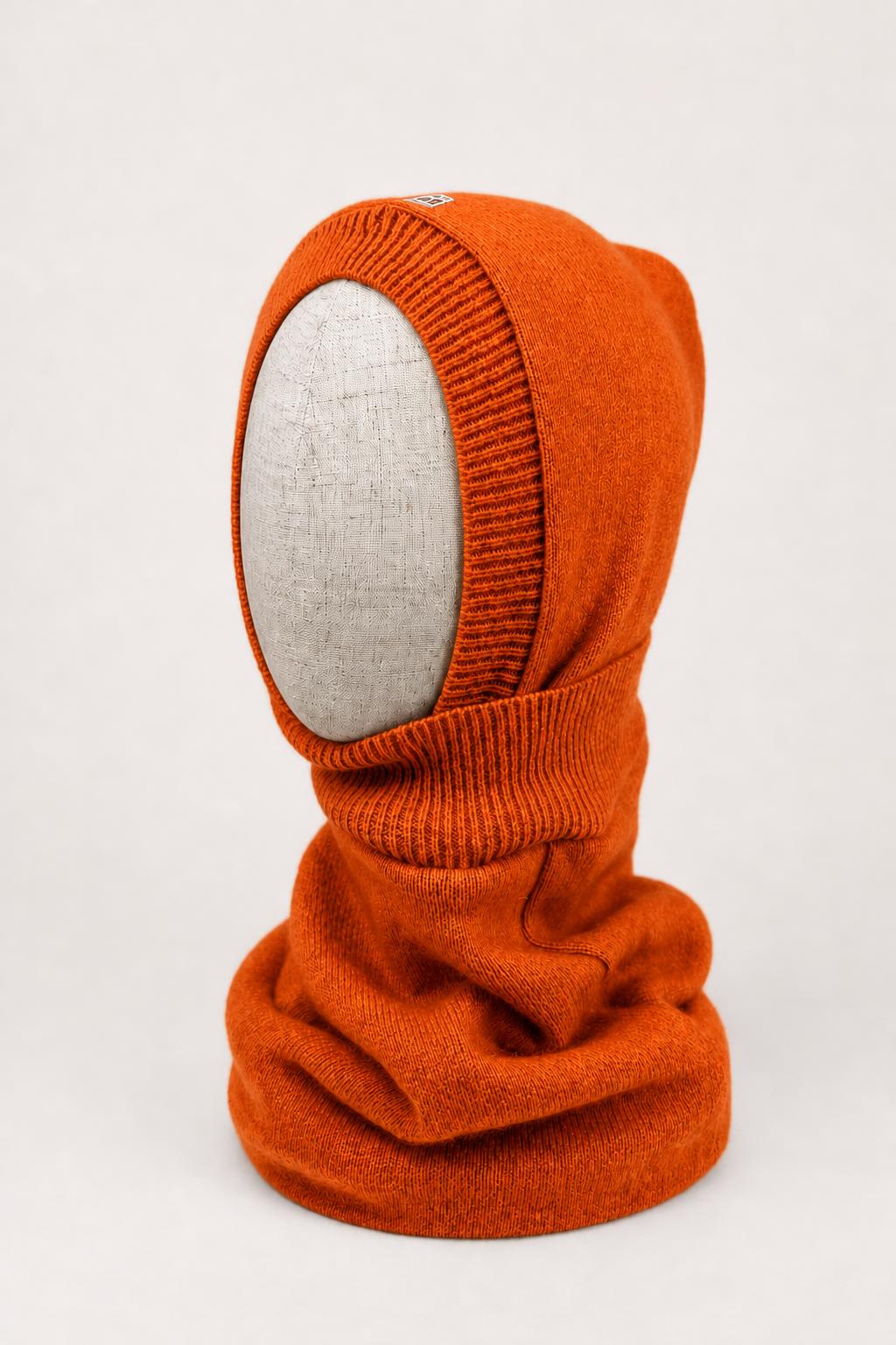 Kaschmir Damen Kapuzenschal in Orange, genäht in Berlin