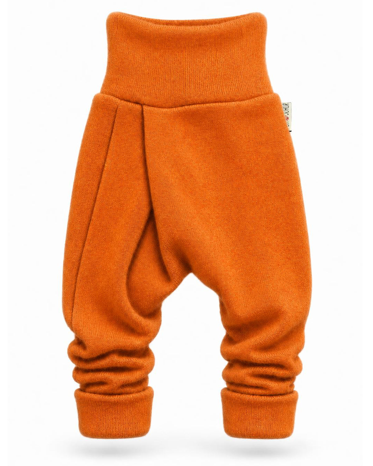 Kaschmir Baby Mitwachshose in Orange, genäht in Berlin