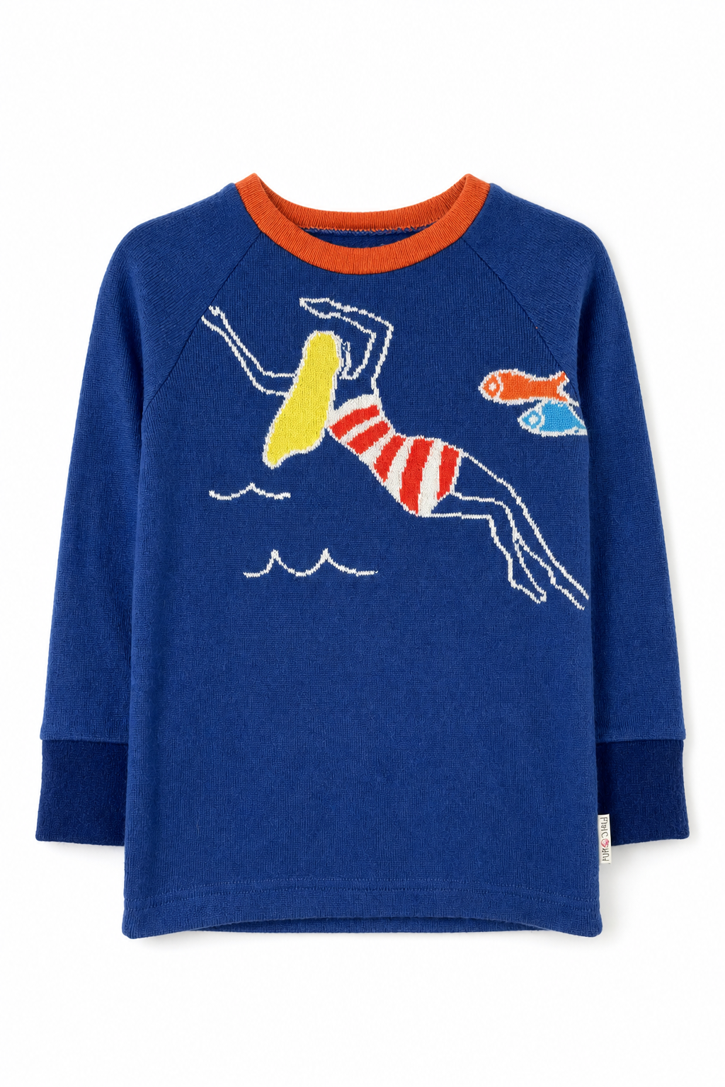 Kaschmir Kinder Longsleeve in Blau, Größe 98/104, genäht in Berlin