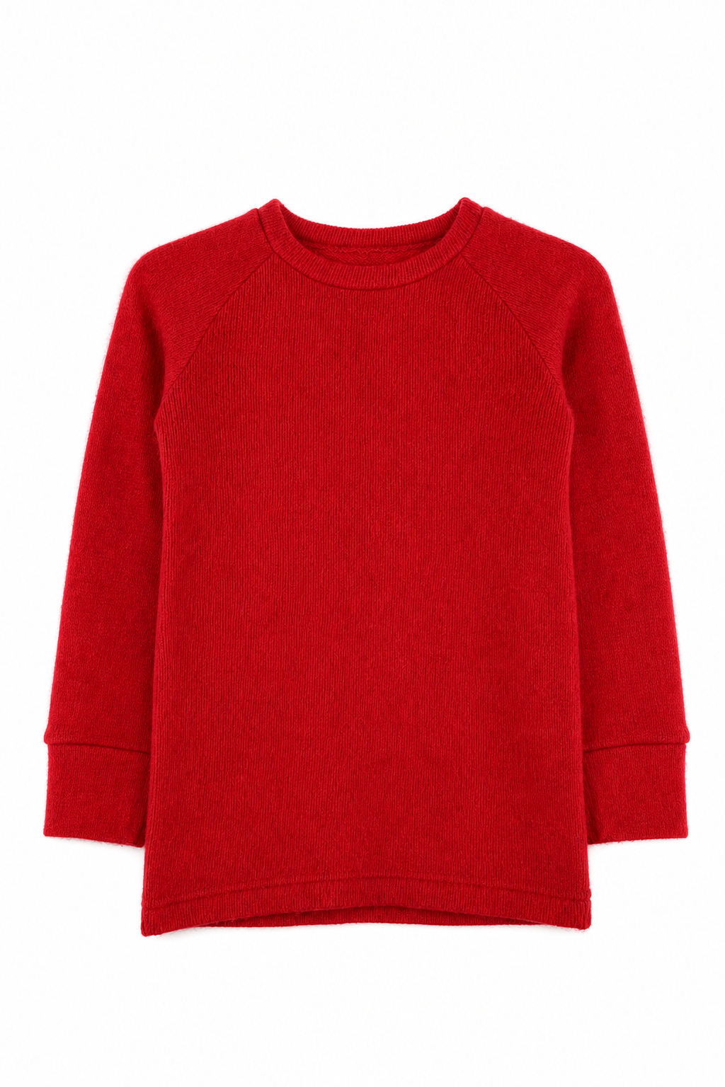 Kaschmir Kinder Longsleeve in Rot, Größe 98/104, genäht in Berlin