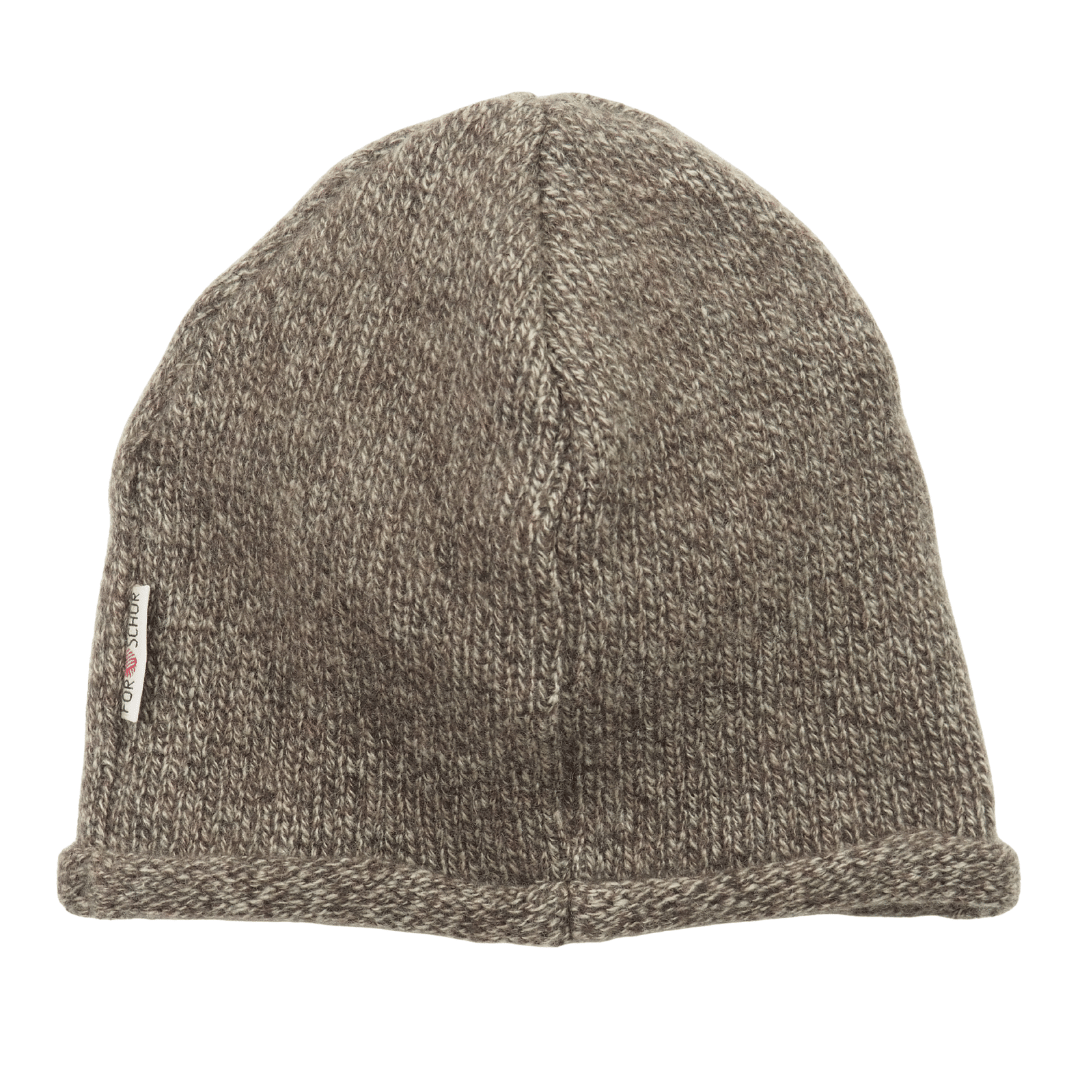 Upcycling Kaschmir Beanie Braun meliert