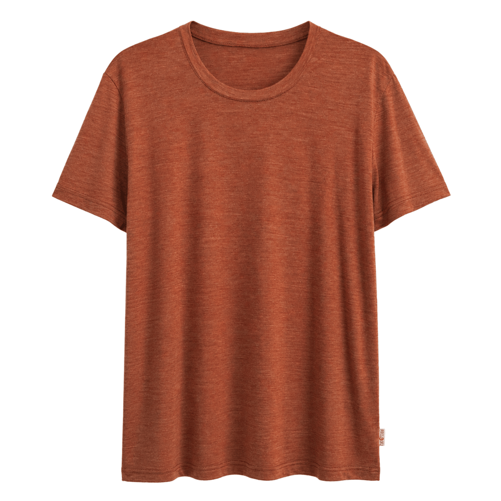 Neu: Sommermerino Herren Basic T-Shirt Bernstein
