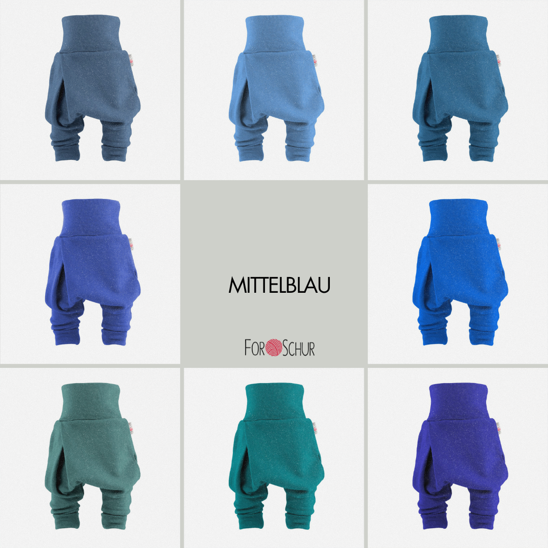 Kaschmir Mitwachshose Mittelblau