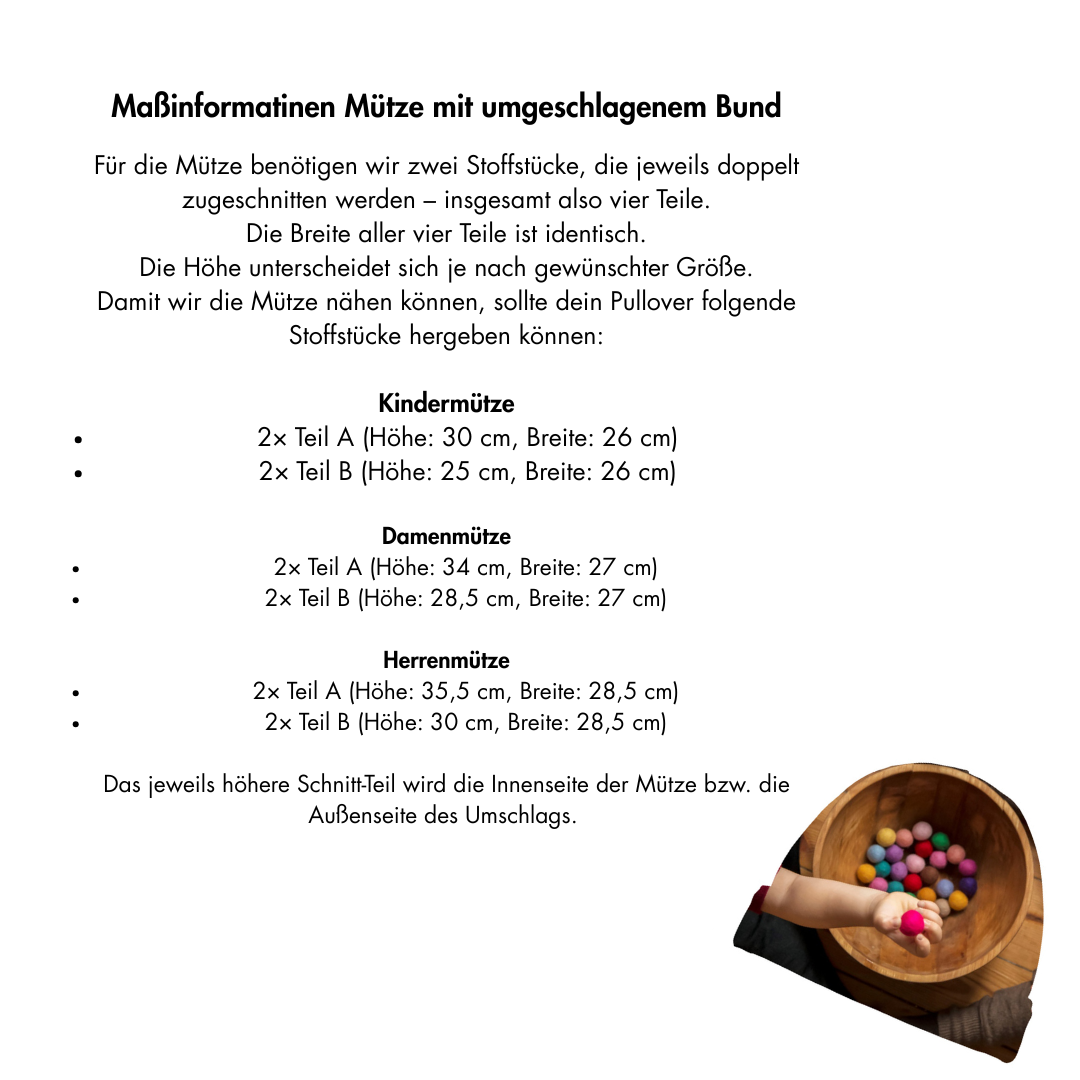 Maßtabelle Nähservice Mütze