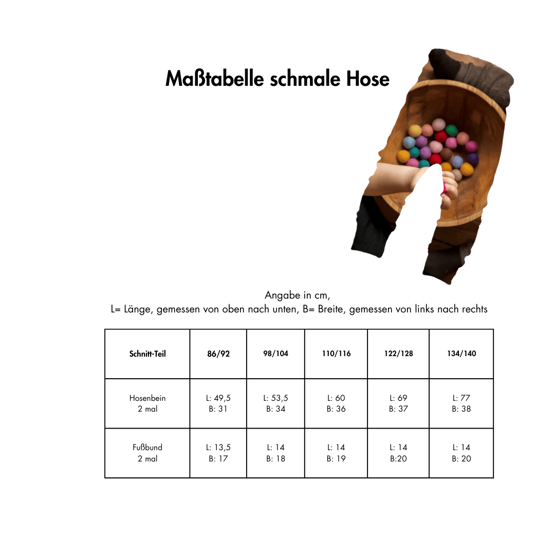 Maßtabelle Nähservice Schmale Hose