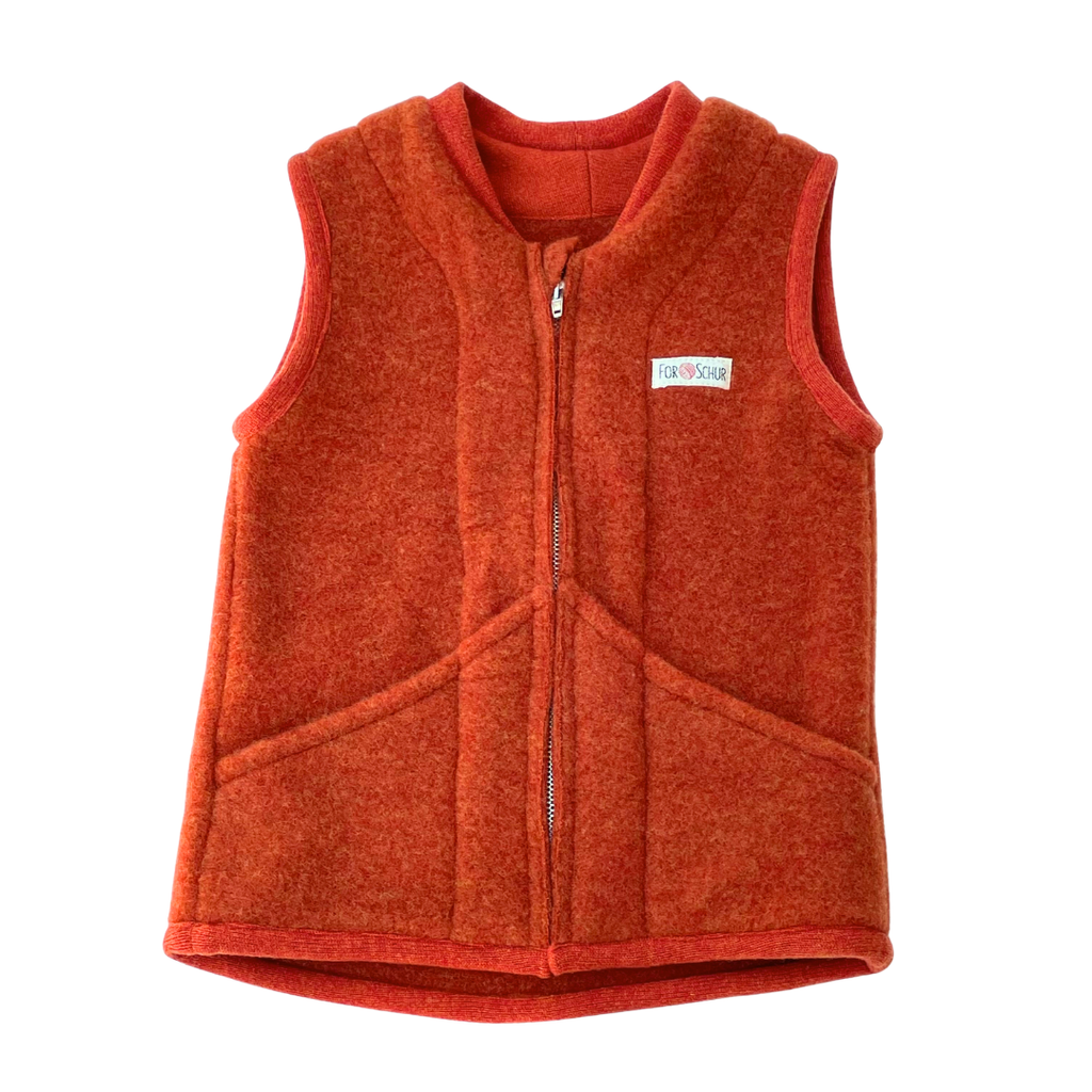 Wollfleece Weste Orange Gr. 98/104
