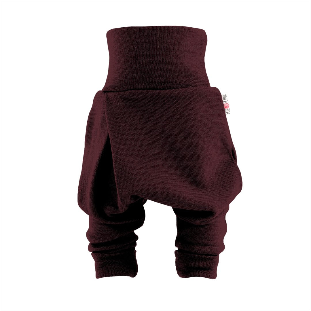 Kaschmir Kinder Mitwachshose dunkle Aubergine