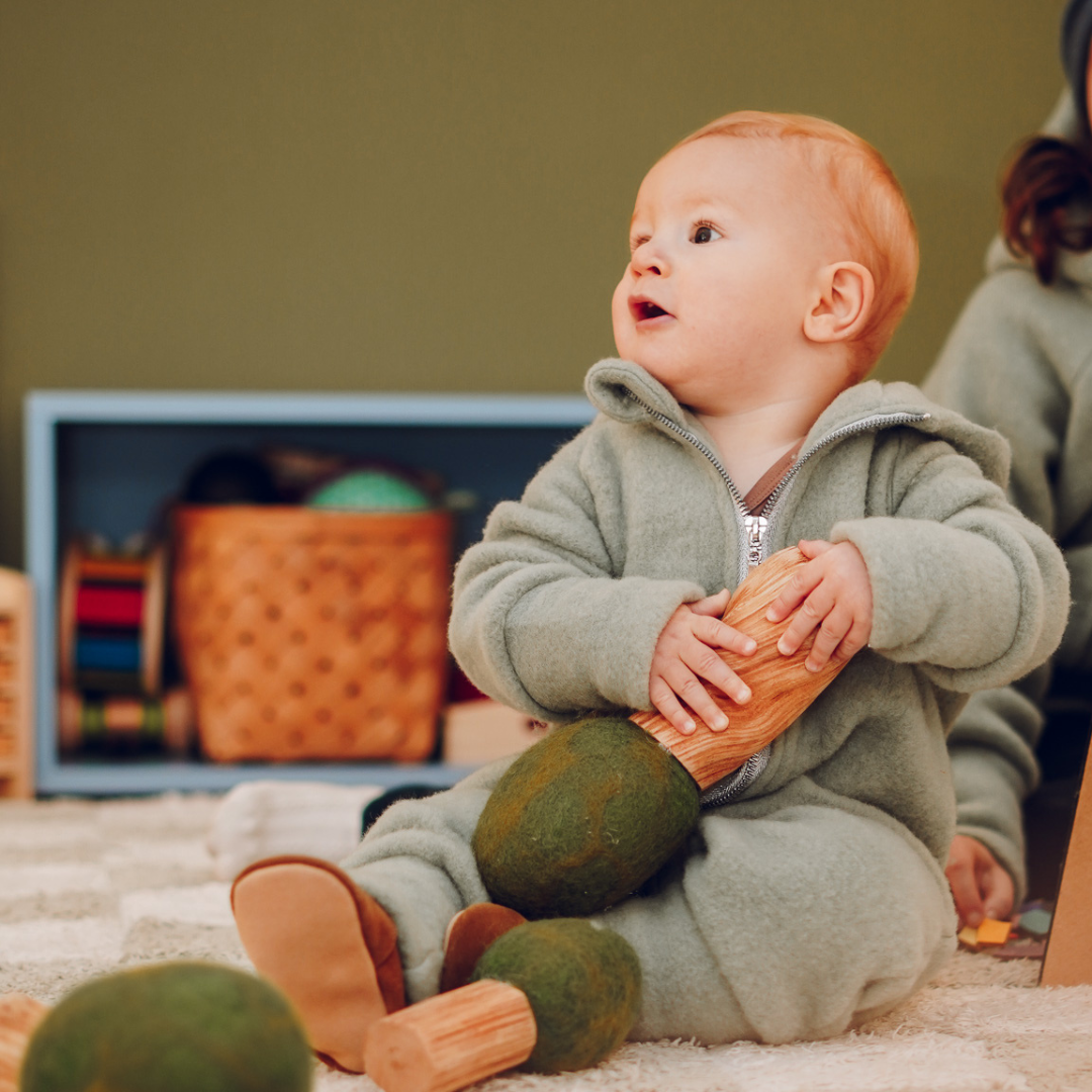 Kuschelfleece Baby Kapuzenanzug Seegras
