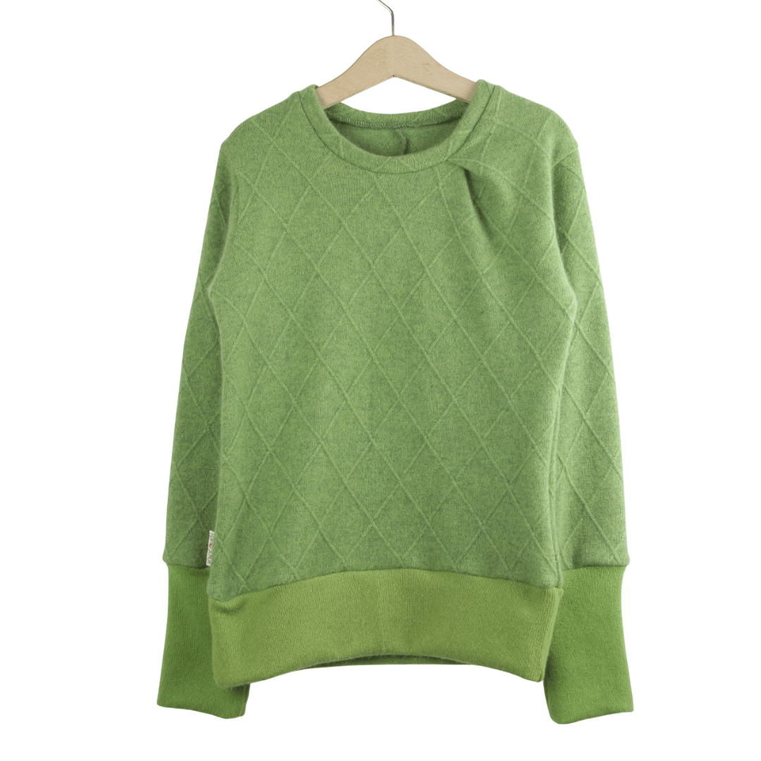 Upcycling Kaschmirpullover mit der Falte 122/128 Grün