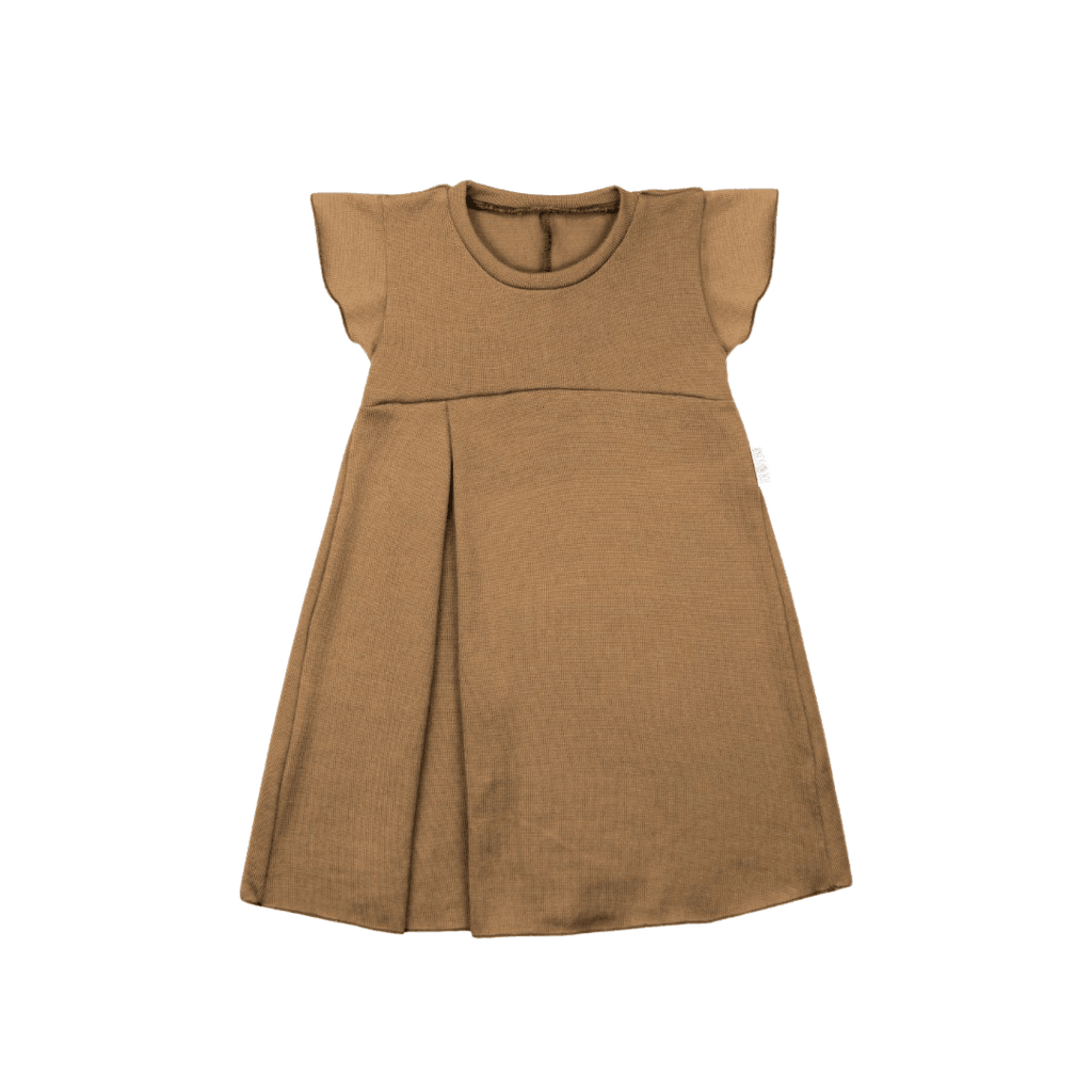 Upcycling Merino Kleid mit der Falte Braun meliert - ForSchur