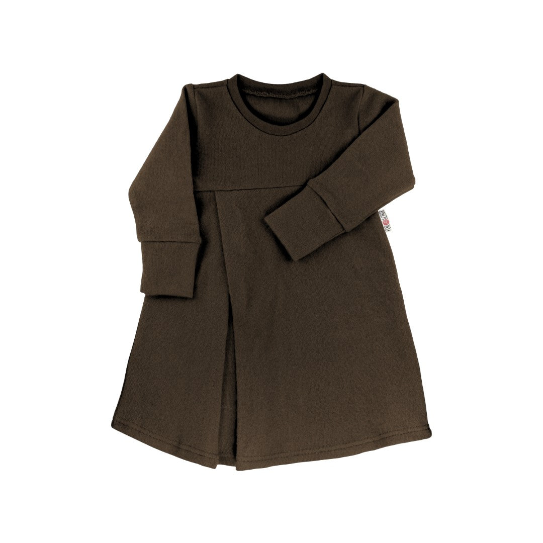 Langarm Kaschmirkleid Espresso meliert