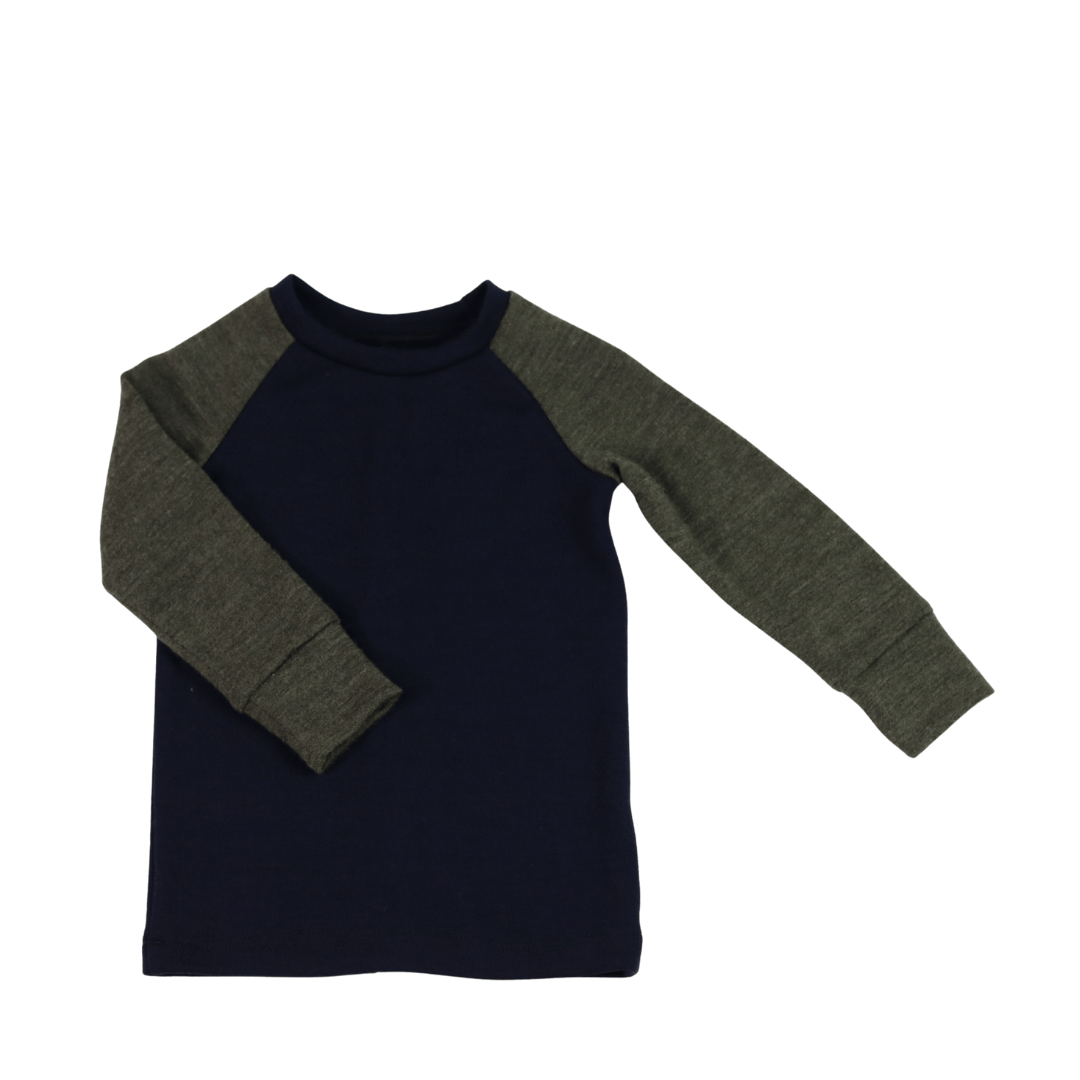 Upcycling Merino Kinder Longsleeve Blau