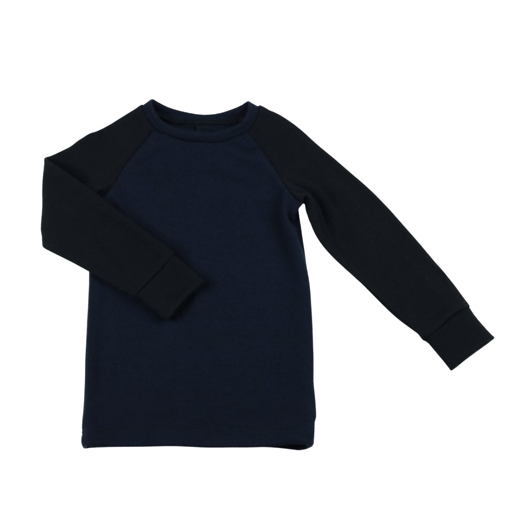 Upcycling Merino Kinder Longsleeve Blau