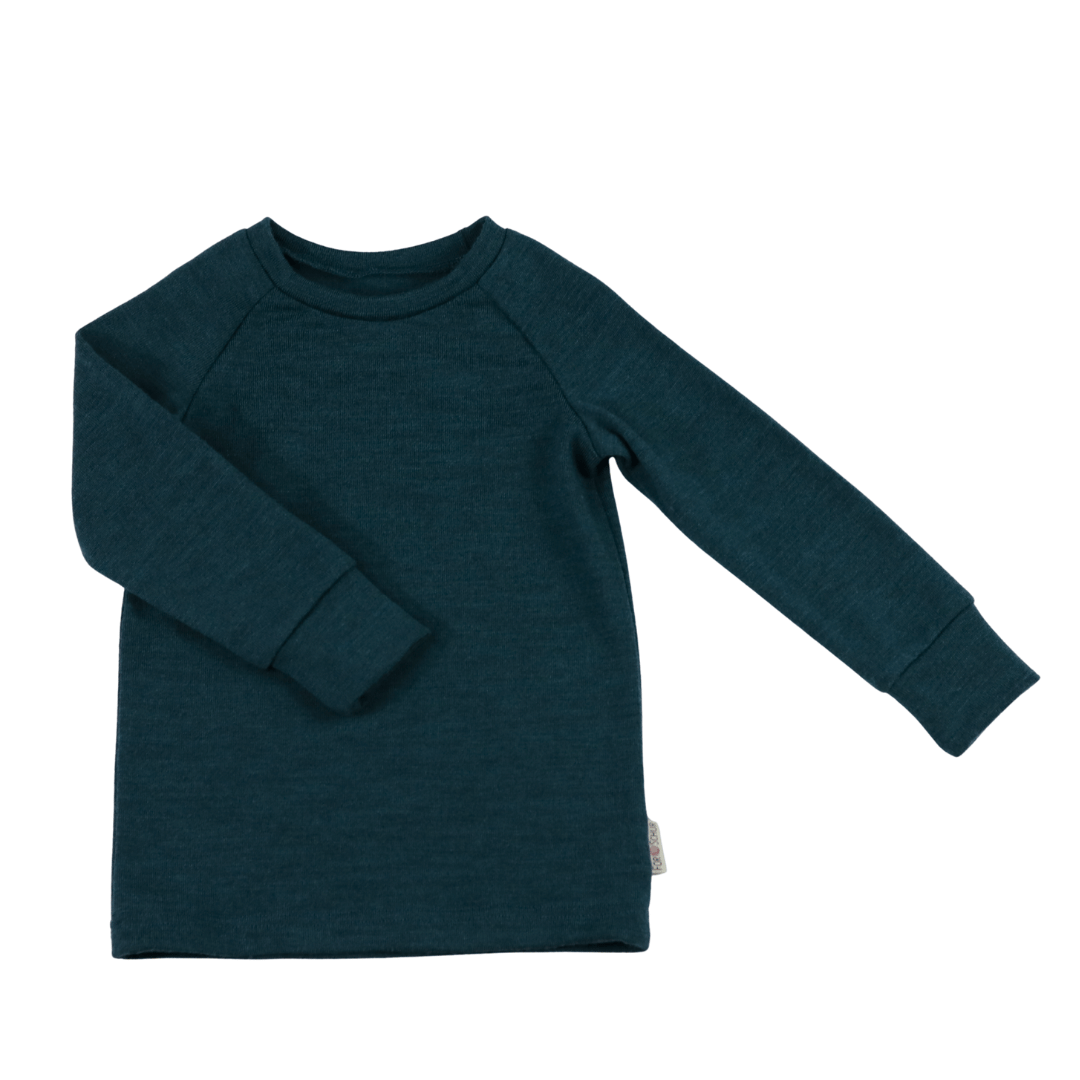 Upcycling Merino Kinder Longsleeve Blau
