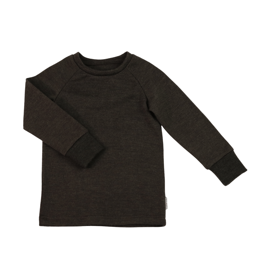 Upcycling Merino Kinder Longsleeve Braun